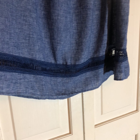 Zara Basic Z1975 Denim Chambrey Flounce Dress Coverup Linen Blend SZ S - Picture 2 of 4